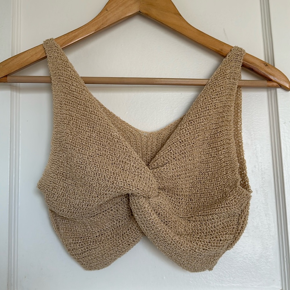 Brand New, BOHO, knit beige top, XS